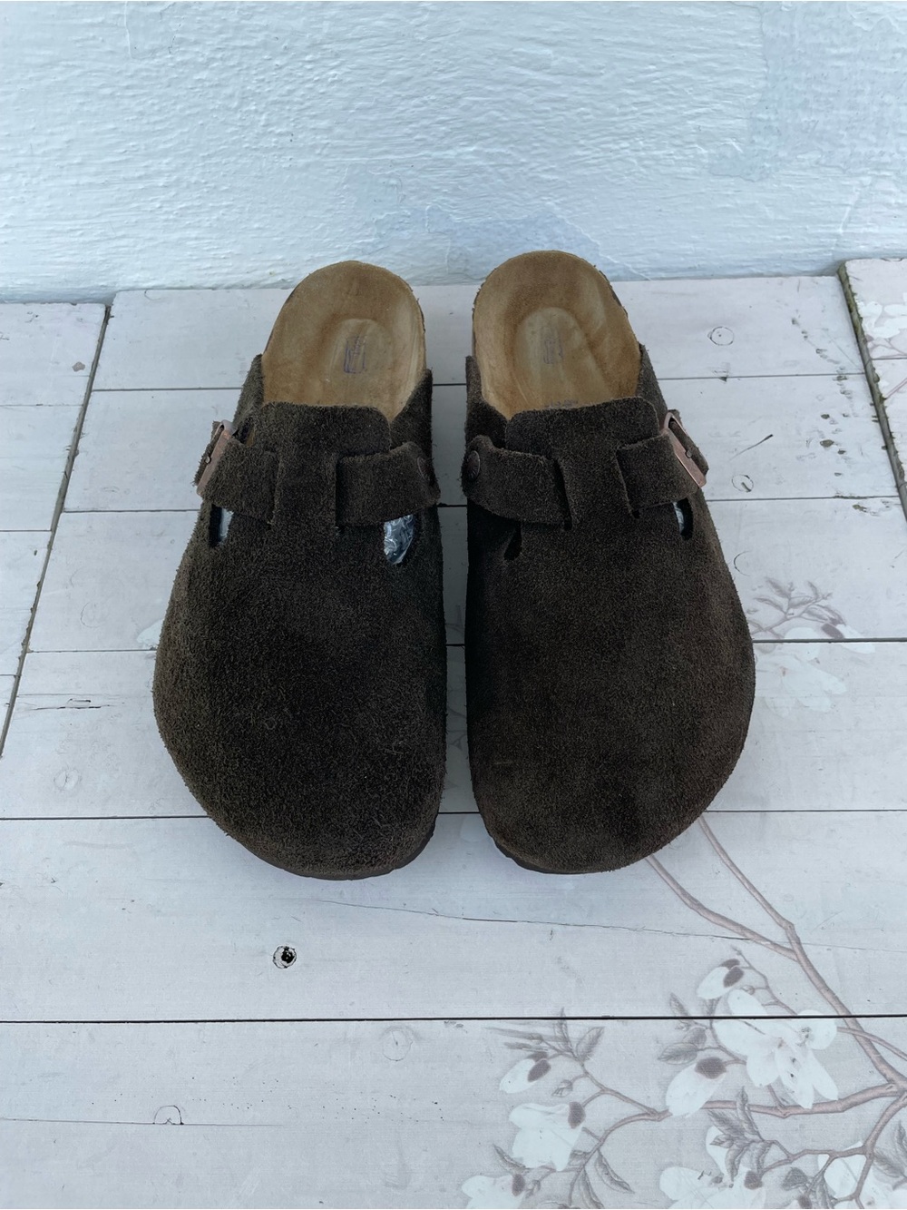 Birkenstock Men's Suede Slip-On Clogs in Dark Brown